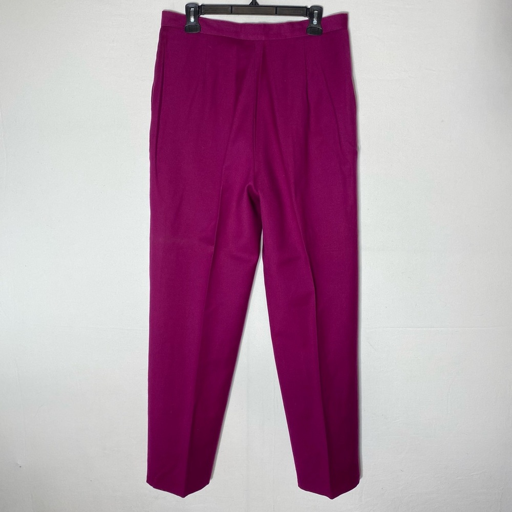 Vintage Gaytown Fuchsia Wool Pleated Front Trouser Pants 12 - Picture 2 of 16